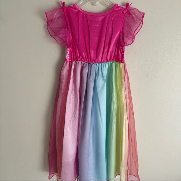 NWT Girls Disney Princess Fantasy Nightgown Rainbow Sz 4 Short Sleeve Flowy New - Picture 4 of 7